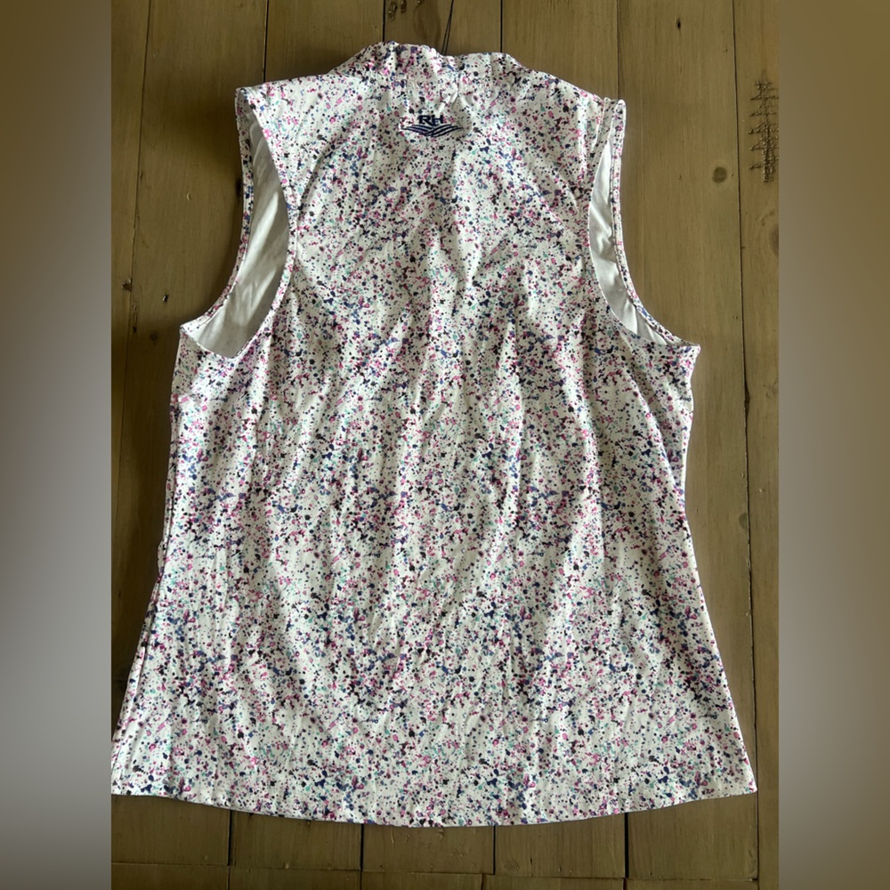 NWT Bad Birdie Women's Paint Splatter 3 Blade Collar Sleeveless Golf Polo Large - Picture 7 of 9